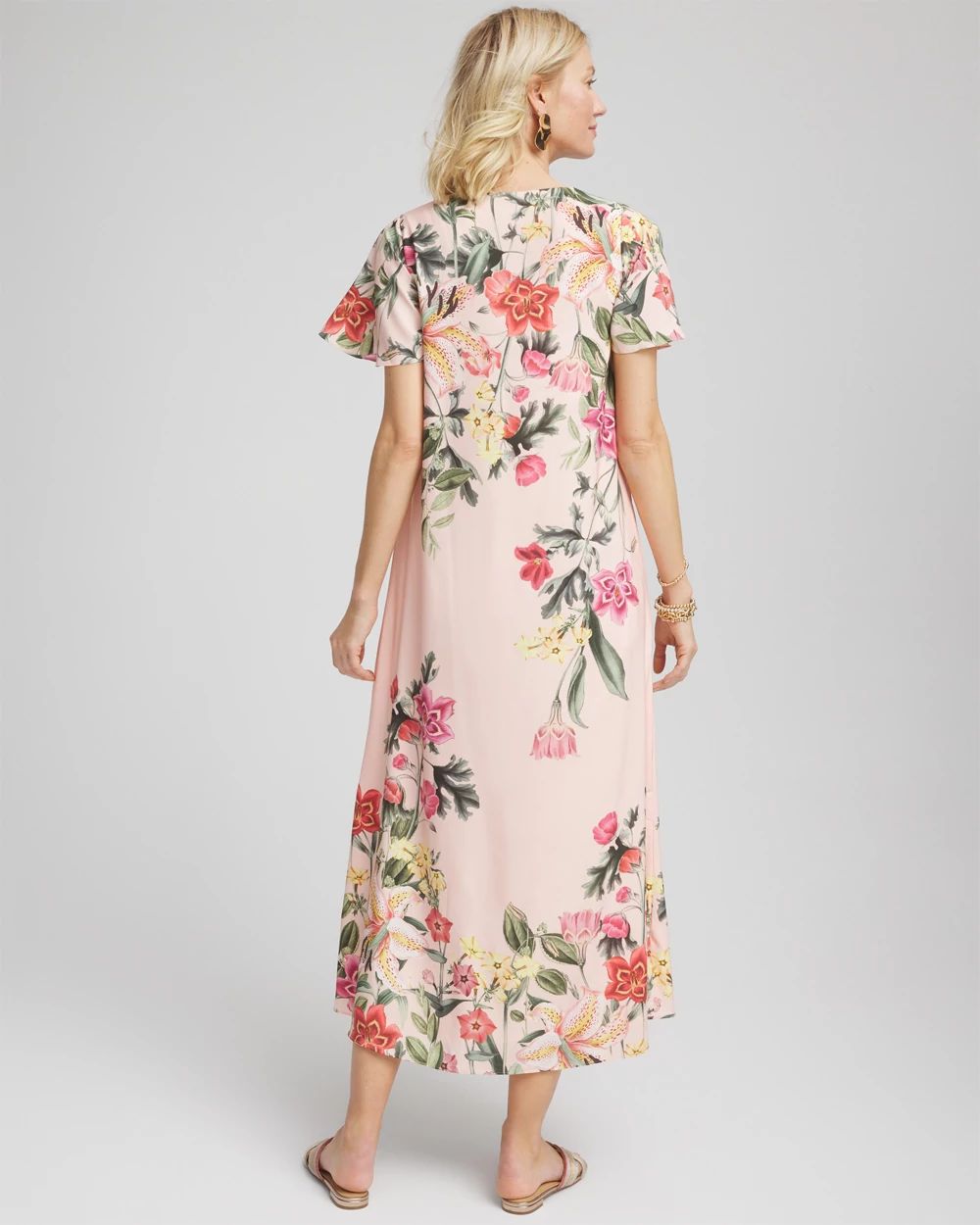 Melrose Satin Chiffon Maxi Dress - Sunset Floral